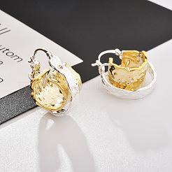 Brass Two Tone Ring Hoop Earrings&nbsp;FS-WGF283A-01