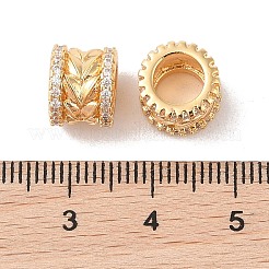 Brass Micro Pave Clear Cubic Zirconia European Beads&nbsp;KK-B100-047G