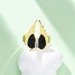 304 Stainless Steel with Rhinestone Finger Rings&nbsp;RJEW-Q020-17G