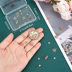 20Pcs Brass Cubic Zirconia Ear Stud Findings&nbsp;KK-BBC0004-97