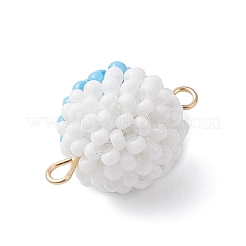 Halloween Glass Peal & Glass Seed Beaded Round Eye Links Connector Charms&nbsp;PALLOY-MZ00948-07