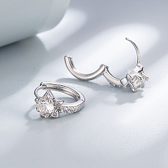 Brass Micro Pave Clear Cubic Zirconia Hoop Earrings&nbsp;WG60D93-01