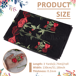 Polyester Rose Embroidery Lace Fabric&nbsp;DIY-WH0622-724B