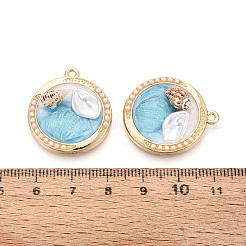 Rack Plating Alloy Enamel and ABS Imitation Pearl and Acrylic Shell Pendants&nbsp;ENAM-T091-66