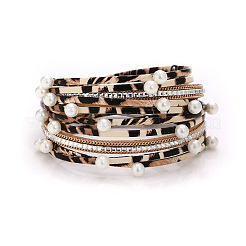 Leopard Faux Suede Leather Multi-strand Bracelets&nbsp;WG13214-14