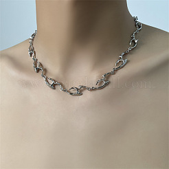 201 Stainless Steel Alloy Liquid Irregular Link Chain Necklaces&nbsp;FS-WG172B5-01-1