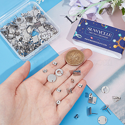 80Pcs 4 Styles Rhombus & Flat Round & Donut Stainless Steel Stud Earring Findings&nbsp;STAS-SC0006-59