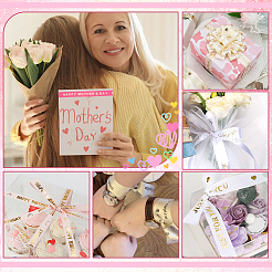 6 Rolls 6 Colors Gold Stamping Happy Mother's Day Polyester Printed Ribbons&nbsp;OCOR-PH0004-40