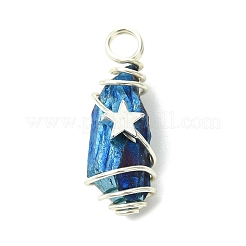 2Pcs Electroplated Natural Quartz Crystal Dyed Copper Wire Wrapped Pendants&nbsp;PALLOY-JF03169-02