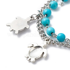 Synthetic Turquoise Beads Multi-strand Bracelets&nbsp;BJEW-JB08753