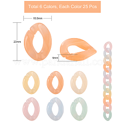 150Pcs 6 Colors Imitation Jelly Acrylic Linking Rings&nbsp;JACR-CJ0001-01