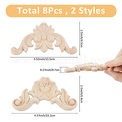8Pcs 2 Styles Carved Wooden Corner Decoration&nbsp;WOOD-FH0002-28