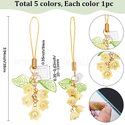 5Pcs 5 Colors Acrylic & Glass Pearl Mobile Straps&nbsp;HJEW-SC0002-89
