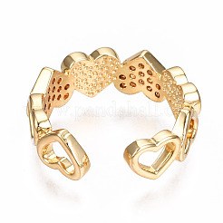Brass Micro Pave Clear Cubic Zirconia Cuff Rings&nbsp;RJEW-N035-013-NF