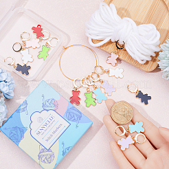 Alloy Enamel Bear Pendant Locking Stitch Markers&nbsp;HJEW-SC00002