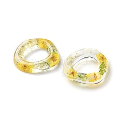 Inner Dried Flower Transparent Resin Ring Pendants&nbsp;RESI-A043-07A