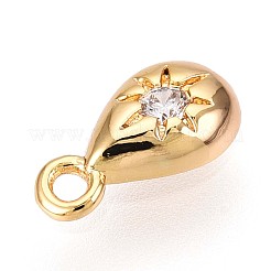 Brass Micro Pave Clear Cubic Zirconia Pendants&nbsp;KK-T075-07G
