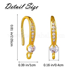 20Pcs Brass Micro Pave Clear Cubic Zirconia Earring Hooks&nbsp;ZIRC-SZ0005-10