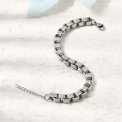 304 Stainless Steel Box Chains Bracelets for Women&nbsp;BJEW-P399-02P