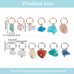 120Pcs 30 Styles Chip Gemstone Charms&nbsp;PALLOY-HY00045
