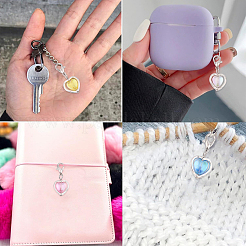 60Pcs 6 Styles Heart Acrylic & Alloy Pendant Decorations&nbsp;PALLOY-YW00090