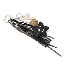 2Pcs Polyester Rope & Plastic Bead & Imitation Leather Star Pendant Decorations&nbsp;HJEW-JM04382-02