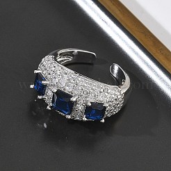 Brass Micro Pave Cubic Zirconia Cuff Open Rings for Women&nbsp;RJEW-L343-13P