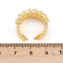 Brass Micro Pave Cubic Zirconia Cuff Rings for Women&nbsp;RJEW-Z113-49G