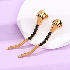 304 Stainless Steel Snake Stud Earrings&nbsp;LS-EJEW-A136-03A-G