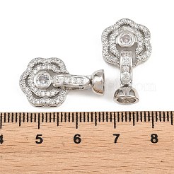 Brass Micro Pave Clear Cubic Zirconia Fold Over Clasps&nbsp;KK-H292-14P
