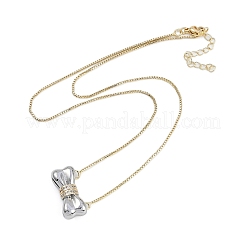 Brass Micro Pave Clear Cubic Zirconia Pendant Box Chain Necklaces for Women&nbsp;NJEW-U015-06P-01