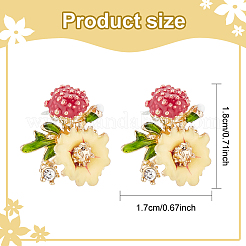 3 Pairs 3 Colors Enamel Flower with Mushroom Stud Earrings with Crystal Rhinestone&nbsp;EJEW-AN0003-07
