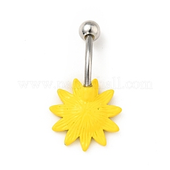 Alloy Daisy Curved Barbell&nbsp;AJEW-G042-01P