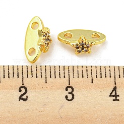 Rack Plating Brass Micro Pave Clear Cubic Zirconia Connector Charms&nbsp;KK-F864-04G