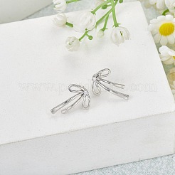 1 Pair Bowknot Brass Clear Cubic Zirconia Stud Earrings for Women&nbsp;EJEW-SZ0002-05P