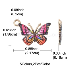 10Pcs 5 Colors Light Gold Alloy Enamel Pendants&nbsp;ENAM-YW0002-78