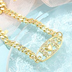 Brass Micro Pave Cubic Zirconia Link Bracelets&nbsp;BJEW-S158-13G-A