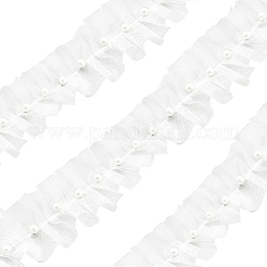 Polyester with Plastic Pearl Bead Wrinkle Ribbon&nbsp;OCOR-WH20003-63B
