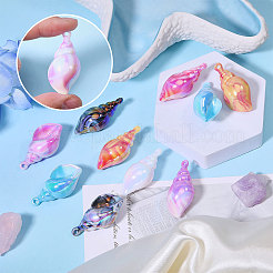 24Pcs 6 Colors UV Plating Iridescent Acrylic Imitation Conch Pendants&nbsp;MACR-CA0001-43