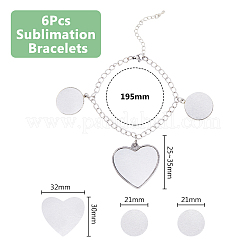 DIY Blank Heart Brass & Alloy Charm Bracelets Making Kit&nbsp;BJEW-DC00002