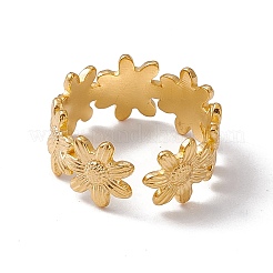 Ion Plating(IP) 304 Stainless Steel Ring Flower Wrap Open Cuff Ring for Women&nbsp;RJEW-C045-17G