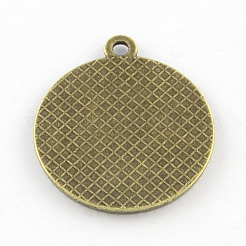 Tibetan Style Alloy Flat Round Pendant Cabochon Settings&nbsp;TIBEP-Q045-068B-AB-NR