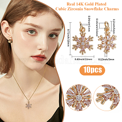 10Pcs Brass Micro Pave Clear Cubic Zirconia Snowflake Pendants&nbsp;KK-BBC0021-78