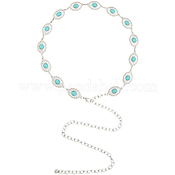 1Pc Alloy with Resin Imitation Turquoise Oval Link Chain Belts&nbsp;AJEW-CY0001-79B