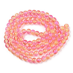 Two-Tone Crackle Baking Paint Transparent Glass Beads Strands&nbsp;CCG-T004-8mm-07