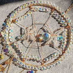 Spider Web & Spider Glass Beads Suncatchers&nbsp;HJEW-F027-15