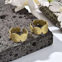 Round 304 Stainless Steel Open Cuff Rings for Women&nbsp;RJEW-M019-49G