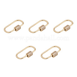 Brass Micro Pave Clear Cubic Zirconia Screw Carabiner Lock Charms&nbsp;ZIRC-E164-11G