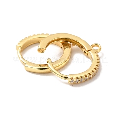 Brass Micro Pave Cubic Zirconia Hoop Earring Findings&nbsp;KK-P215-02G