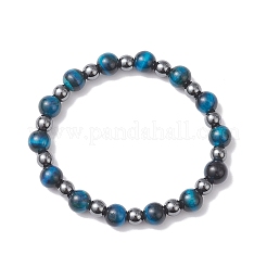 Round Natural Tiger Eye & Non-Magnetic Synthetic Hematite Beads Stretch Bracelets for Women&nbsp;BJEW-JB12764